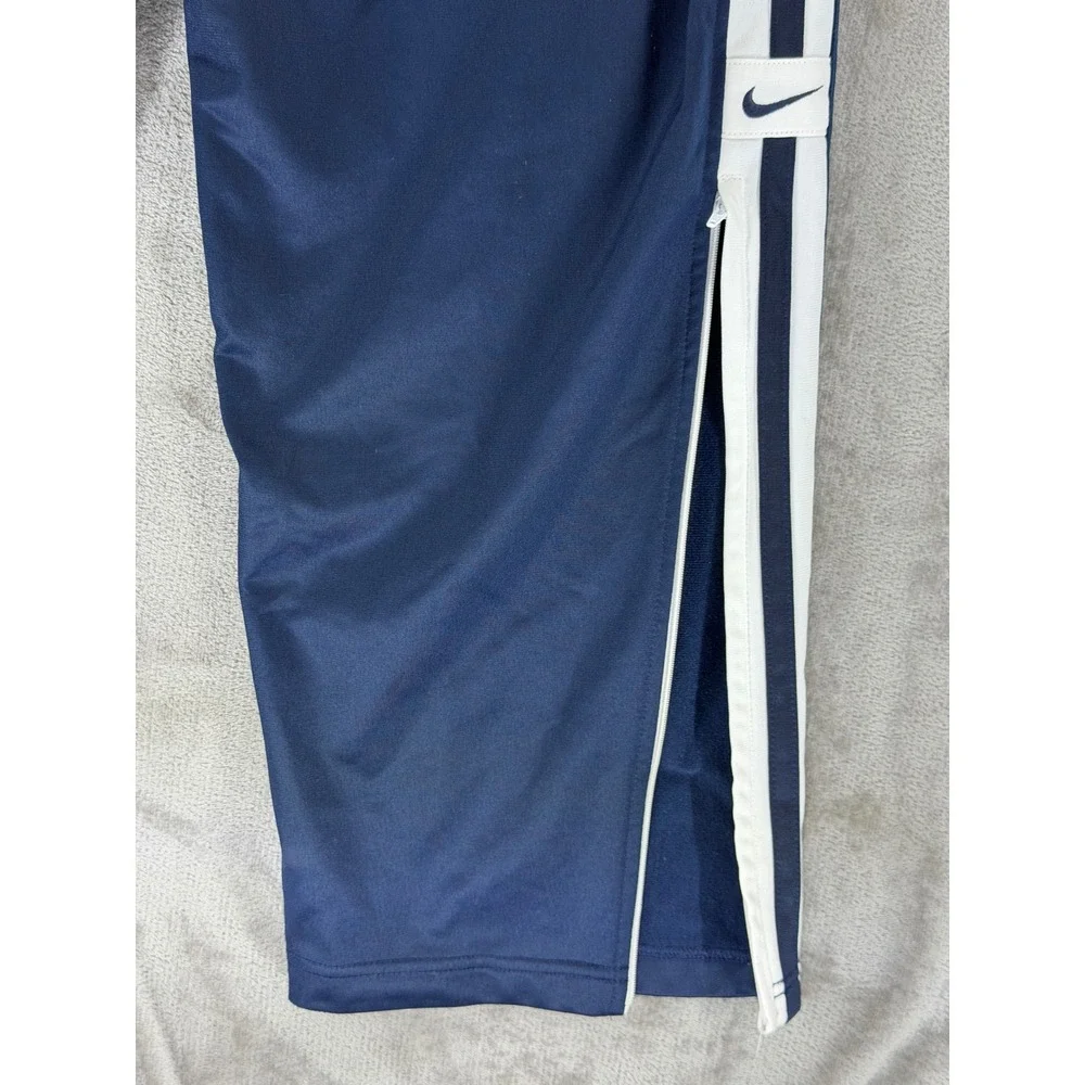 Nike Mens Navy Blue‎ White Striped Track Pants Large 133696 Zip Ankle Athletic